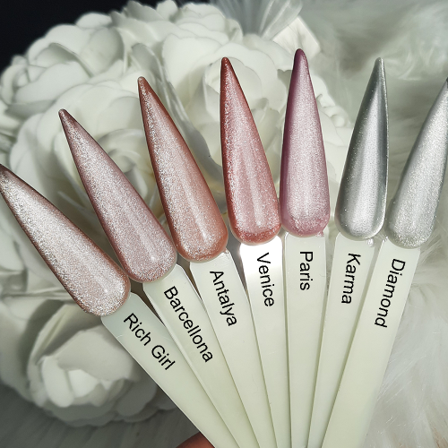 Preview: Farbpalette Cateye Gele Beige Braun Silber Nageldesign Magnetgel Cat Eye